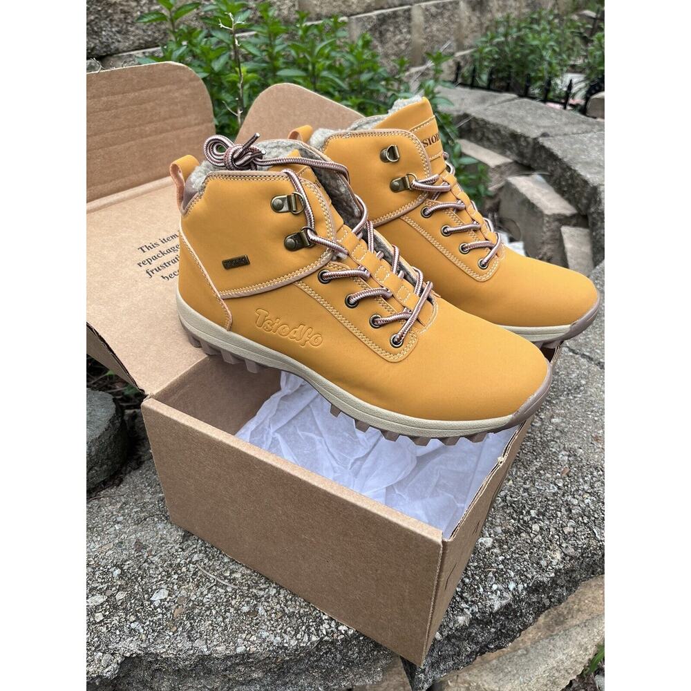 Hiking Boots NEW Women US 11-12 UK42‎ Tan Brown Winter Faux Fur Warm
